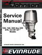 1987 Johnson Evinrude CU Loop V 120 thru 300 HP 3.6 XP GT models Service Manual, P/N 507619